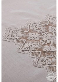 Resim Esra Lüx Dantelli Keten Kumaş Gri Masa Örtüsü 160x230 Cm - 1118 Çok Renkli 