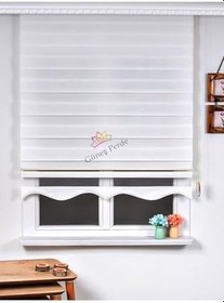 Resim İthal Bambu Zebra Stor Perde Eteği Dilimli(Alüminyum Kasa Metal Ayak) soft1234567, Beyaz, 170 x 200 