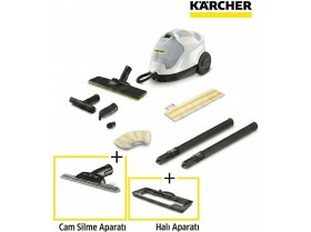 Resim Karcher Çok Amaçlı Buharlı Temizlik Makinesi 2000W Ev Tipi Yüksek Basınçlı Buharlı Mop Fayans Parke ve Derz Temizleyici Kesintisiz Yoğun Buhar Gücü Sc 4 Easyfix Set 