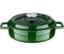 Resim Lava Döküm Çok Amaçlı Yayvan Tencere Döküm Demir Yekpare Kulplu Premium Serisi Çap 24cm Mor 