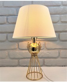 Resim Gold Kaplama Sude Toplu Metal Ayaklı Açık Krem Kumaş Şapkalı Aba Altın 