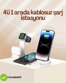 Resim ZERO LAND XMPDBY 4 Cihazı Aynı Anda Şarj Edebilen Kablosuz Şarj İstasyonu – Çok Yönlü ve (104017) Pratik Tas 