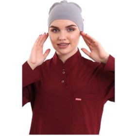 Resim Gri Tesettür Cerrahi Bone - Tesettür Doktor Hemşire Bonesi-Standart-4818 Gri 