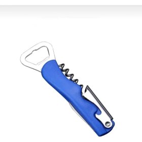 Resim Paslanmaz Çelik Tirbuşon Açacak Şarap Gazoz Açacağı Mavi 