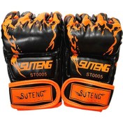 Resim Leezsing Erkekler İçin Kaplan Pençe Krav Maga Boks Eldiveni - Siyah Taban Turuncu Desenli, Optimal Şok Emme Ve Koruma Sağlar Siyah - Turuncu 