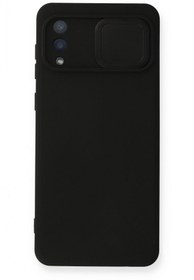 Resim NewFace Samsung Galaxy A02 Kılıf Color Lens-Kamera Korumalı Sürgülü- Silikon - Siyah 