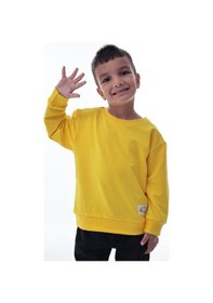 Resim Erkek Çocuk Sarı Sweatshirt %100 Pamuk, Yumuşak Kumaş, Rahat Kalıp, Günlük Spor Stil Sarı 