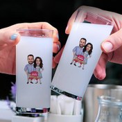 Resim Daima Aşkla Karikatürlü İkili Rakı Bardağı Seti 