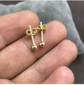 Resim Midyatgümüşnurtaş Top Model Altın Kaplama Bayan Gümüş Küpe 