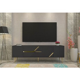 Resim Dekolp5ct Tv Sehpası Antrasit-altın 
