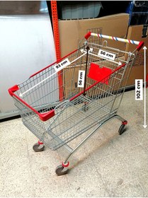 Resim Özfiliz Mağaza Ekipmanları Metal Market Arabası Sepetli Bebe Pusetli 100 litre 150 litre 210 litre Market Taşıma Arabası 