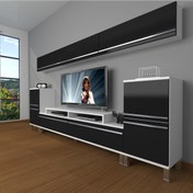 Resim Decoraktiv Ekoflex 9 Mdf Krom Ayaklı Tv Ünitesi Tv Sehpası - Beyaz - Siyah 