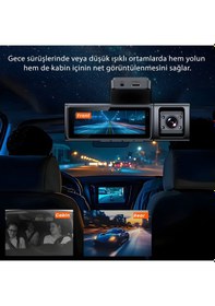 Resim İdragon F9 3 Kameralı Wifi Araç Kamerası - Ön, Arka Ve Kabin İçi Eş Zamanlı Kayıt, Gece Görüşlü 