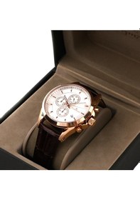 Resim Cortebert Safir Cam Kahve Kadran Erkek Kol Saati Rose Gold 