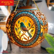 Resim [2D Düz] 1 adet Bohem Tarzı Vintage Akrilik Fener - Renkli Kuş ve Çiçek Tasarımı ile Şeffaf Yuvarlak Asılı Avize, Ev ve Bahçe Dekoru için İdeal, Pencereler, Yatak Odaları, Oturma Odaları için Mükemmel - Elektrik Gerektirmez, Duvara Monte, Dekoratif Işık | Lekeli Cam Etkisi | Zengindir Detaylandırma, Oturma Odası Avizleri 