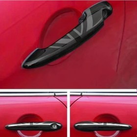 Resim Dashanshop Siyah Bayrak Desenli Kapı Kolu Korumaları Mını Cooper İçin Kolay Montaj Çizilmeye Dayanıklı Aksesuar 