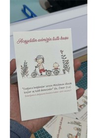 Resim Hoşgeldin Evimizin Tatlı Kuşu Yazılı Yenidoğan Kartı 9x15 Cm 49 Adet 