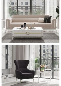 Resim Modalife Bella Gold 3+1 Salon & Oturma Odası Koltuk Takımı Krem - Siyah 