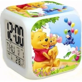 Resim Three Beans Winnie Pooh Çalar Saat LED Parlayan Dijital 7 Renk Değiştirme Masa Saati (Yurt Dışından) 