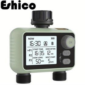 Resim Eshico 2-Çıkışlı Akıllı Yağmur Sensörü Zamanlayıcı Sarı Pirinç Aksesuarları ile - Otomatik Gecikmeli Sulama, Kolay Kurulum ve Ayar, Manuel/Otomatik Mod Değiştirme, 13.49x13.49x7.49 cm, Bahçe Sulama Zamanlayıcı | Modern Bahçe Zamanlayıcı | Dijital Ekran Zamanlayıcı 