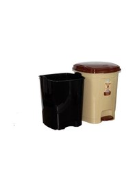 Resim Polytime Pedallı Basmalı 6 Litre Çöp Kutusu Kovası - Çıkarılabilir İç Kovalı - Krem - 28 X 22 X 22 Cm 