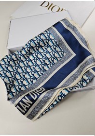 Resim Miorel Scarfs Yeni Sezon Harf Desen Cd Vual İpek Şal Fular Silk Scarfs Shawl Hijab Lacivert 