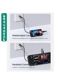 Resim Forzacase Tablet Telefon Pc İçin Taşınabilir Type-c To Rj45 Ethernet Adaptörü - Fc1169 