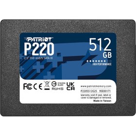 Resim Patriot P220 2.5" 512 GB 550/500MB/S Sata3 SSD Disk P220S512G25 
