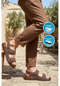 Resim Pierre Cardin Kahve Cırtlı Hafif Erkek Sandalet Pc-7924 M 