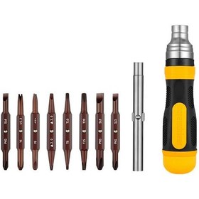 Resim 19'u 1 Arada Cırcırlı Tornavida Seti, Mobilya/araba/bilgisayar/elektro Sarı 