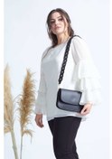 Resim 28009 Ekru Kolları Fırfırlı Büyük Beden Bluz 