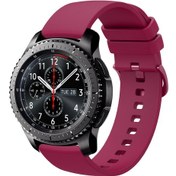 Resim Samsung Gear S3 Frontier İçin 22mm Düz Renk Yumuşak Silikon Saat Bandı Şarap Kırmızısı 