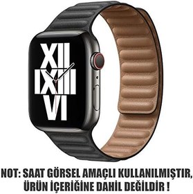 Resim Microsonic Apple Watch Series 8 41mm için Kordon Leather Link Band Siyah [Watch Series 8 41mm ile Uyumlu Kordon - Siyah] 