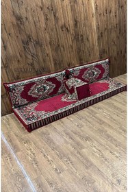 Resim Sultan Sedir Munzur - Kilim Şark Köşesi, Yer Minderi Takımı – 28 Dansit Sert Süngerli – 4 Parça – Bordo 