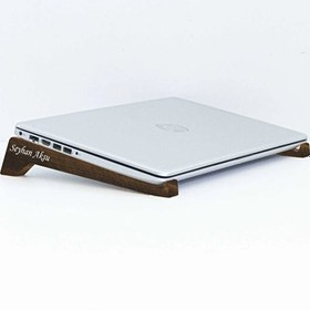 Resim Kişiye Özel Taşınabilir Ahşap Ceviz Notebook Laptop Standı 