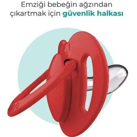 Resim Mamajoo Ortodontik Emzik Seti 0 Ay+ Kırmızı & Beyaz | İkili, Silikon, Damaklı | Sterilizasyon & Saklama Kabı 