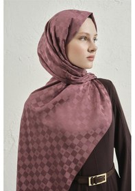 Resim Armine Elegance İpek Pamuk Dama Şal 32 Gül Kurusu 
