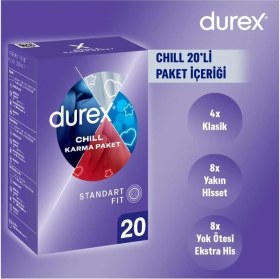 Resim Durex Yaz Paketi Chill Karma Paket Prezervatif 20li + 2si 1 Arada Titreşimli Vibratör + Aloevera Jel 200ml 