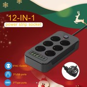 Resim 2024 Yeni Çok Fonksiyonlu Priz/Priz, 6 Priz, 3 USB-A ve 3 TYPE-C ile Donatılmış, Ev, Ofis, Mutfak, Garaj, Dış Mekan için Uygun 