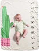 Resim Pazly Bebe Gelişimini Takip Eden Aylık Fotoğraf Jölesi Flannel Battaniye Kaktüs Desenli Yenidoğan Propsu 