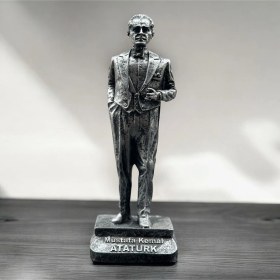Resim Dekoratif Polyester Atatürk Heykeli 20 Cm Gümüş Eskitme 