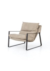 Resim Sller Portatif Metal İskeletli Berjer, Modern Metal İskeletli Portatif Tekli Koltuk Krem 