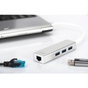 Resim Digitus Da-70250-1 3 Port USB 3.0 Çoklayıcı & Gb Ethernet Adaptör 
