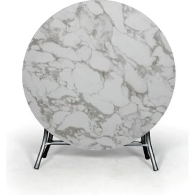 Resim Arıcıoğlu 110 cm Yuvarlak Katlanır Mermer Desen Metal Yüksek Ayaklı Gri Ayak Masa 