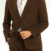 Resim Erkeklerin Şık Kahverengi Blazer'i - İş, Seyahat ve Rahat Geziler için Mükemmel, Rahat Giyim|Şık Tarz|Düğme Kapatma Ceketi, Rahat Ceketi, İş Rahat Ceketi, Düz Renk Ceketi, Esnek Olmayan Kumaş 