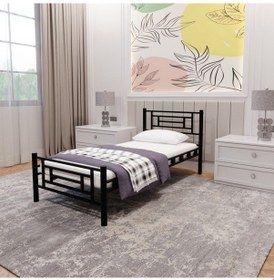 Resim Manolya Tek Kişilik Metal Karyola A Kalite, Ses Çıkarmaz ,ölçülü Model Karyola Siyah 