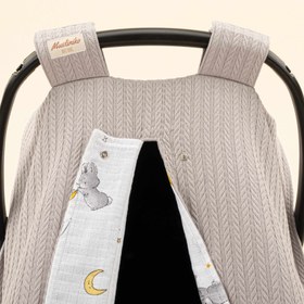 Resim Puset Örtüsü - Çift Taraflı - Gri Örgü - Gri Tavşan 