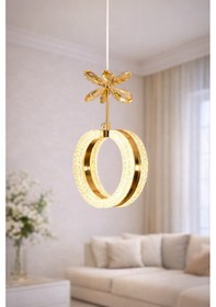 Resim 4'lü Alyans Gold 3 Renk Modlu Kristal Taşlı Ledli Avize Altın 