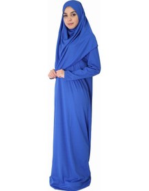 Resim Zehranaz Namaz Elbisesi Saks Mavisi Fermuarsız Namaz Elbisesi Saks 