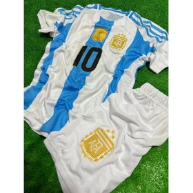 Resim Arjantin 2024/25 L.i.o.n.e.l M.e.s.s.i Sezon Çocuk Forması Şort Çorap Bileklik 4'lü Seti (Blue-White) 